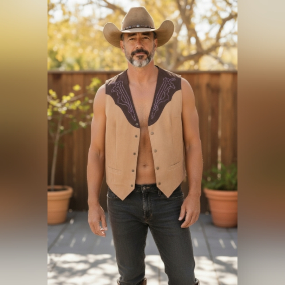 COOFANDY Men's Tan Western Vest SIZE XL